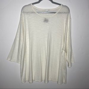 J. Jill Linen and Cotton Blend Off White Short Sleeve Shirt Top Size 4X